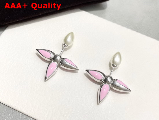 Louis Vuitton Louisette Earrings Pink Enamel Silver Color Hardware M00297 Replica