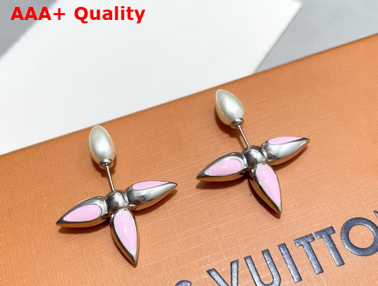 Louis Vuitton Louisette Earrings Pink Enamel Silver Color Hardware M00297 Replica