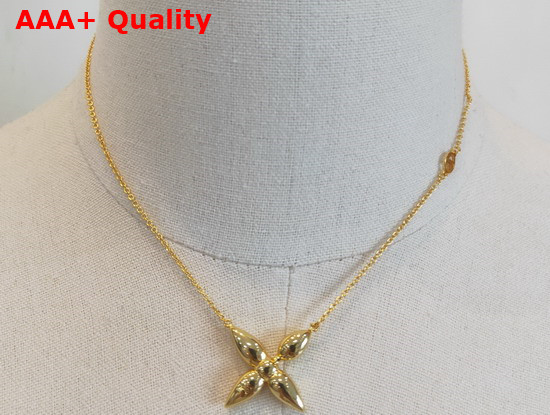 Louis Vuitton Louisette Necklace Gold Color Hardware Monogram Flower Pendant M00365 Replica