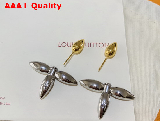 Louis Vuitton Louisette Stud Earrings Silver and Gold Color Hardware M80268 Replica