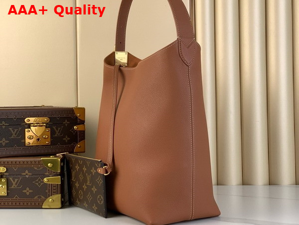 Louis Vuitton Low Key Hobo MM Handbag in Cognac Brown Grained Calfskin M24974 Replica