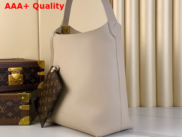 Louis Vuitton Low Key Hobo MM Handbag in Limestone Gray Grained Calfskin M25022 Replica