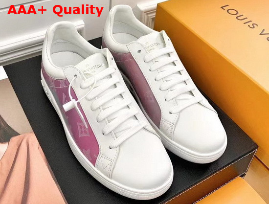 Louis Vuitton Luxembourg Sneaker Iridescent Monogram Textile and Calf Leather Pink 1A5HB8 Replica