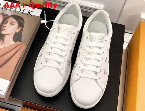 Louis Vuitton Luxembourg Sneaker Silver Monogram Grained Calf Leather Replica