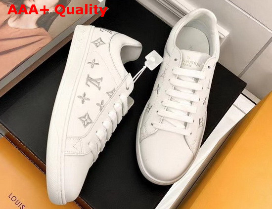 Louis Vuitton Luxembourg Sneaker Silver Monogram Grained Calf Leather Replica