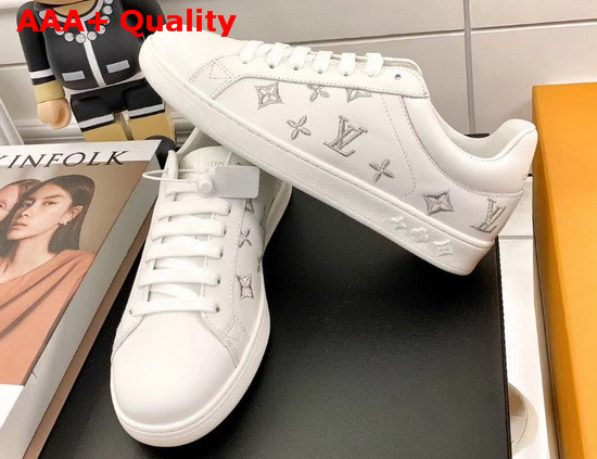 Louis Vuitton Luxembourg Sneaker Silver Monogram Grained Calf Leather Replica