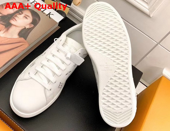 Louis Vuitton Luxembourg Sneaker Silver Monogram Grained Calf Leather Replica