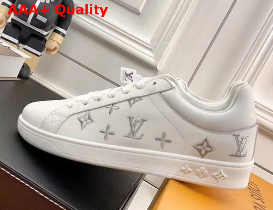 Louis Vuitton Luxembourg Sneaker Silver Monogram Grained Calf Leather Replica