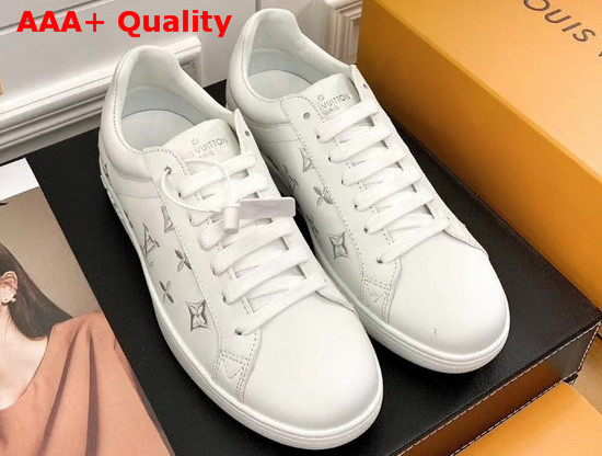 Louis Vuitton Luxembourg Sneaker Silver Monogram Grained Calf Leather Replica