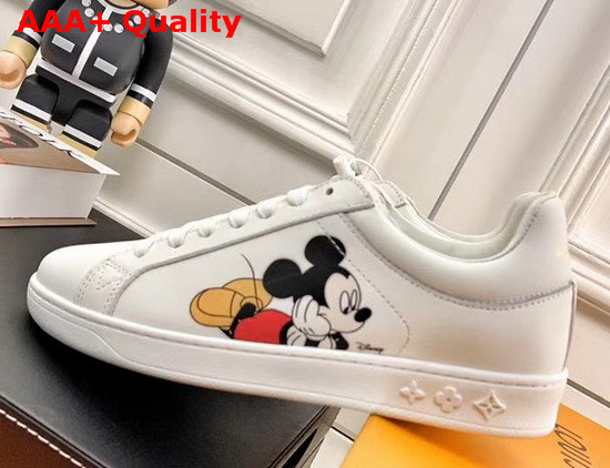 Louis Vuitton Luxembourg Sneaker in White Calf Leather Printed with Mickey Mouse Replica