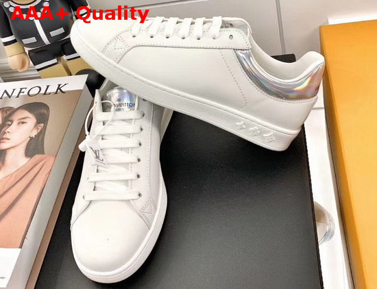 Louis Vuitton Luxembourg Sneaker in White Calf Leather with Iridesent Leather Trim Replica