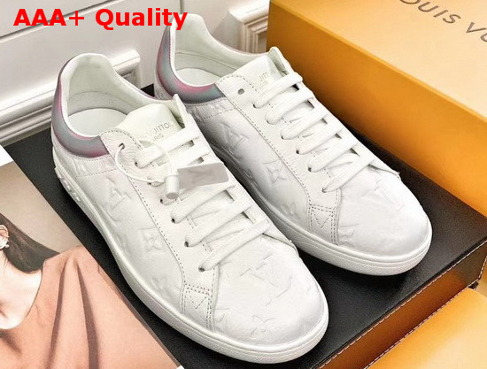 Louis Vuitton Luxembourg Sneaker in White Monogram Embossed Grained Calf Leather and Iridescent Textile 1A7S7Q Replica