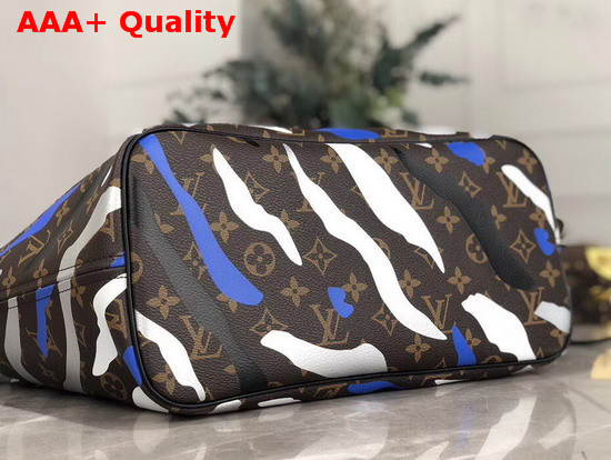 Louis Vuitton Lvxlol Neverfull MM Blue and Silver Monogram Camouflage Pattern Replica