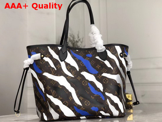 Louis Vuitton Lvxlol Neverfull MM Blue and Silver Monogram Camouflage Pattern Replica