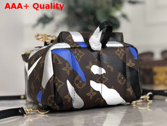 Louis Vuitton Lvxlol Palm Springs Mini Backpack Blue and Silver Monogram Camouflage Pattern Replica