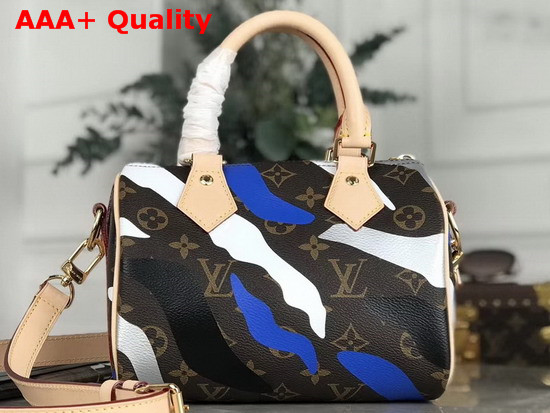 Louis Vuitton Lvxlol Speedy BB Monogram Canvas with Blue and Silver Camouflage Print Replica