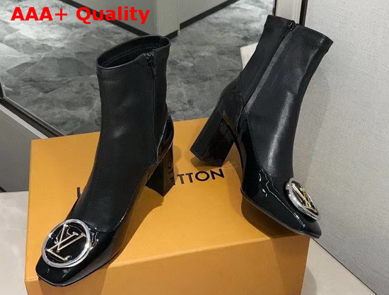 Louis Vuitton Madeleine Ankle Boot in Black Calf Leather and Patent Leather Replica