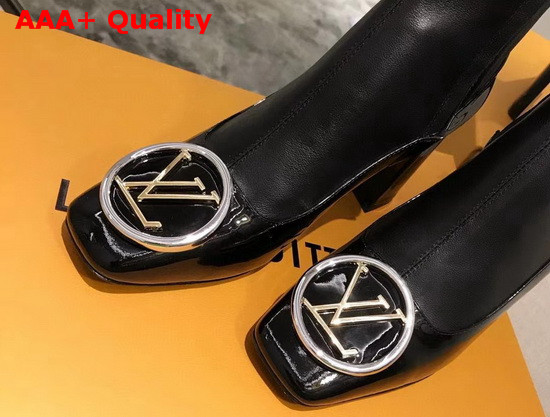 Louis Vuitton Madeleine Ankle Boot in Black Calf Leather and Patent Leather Replica