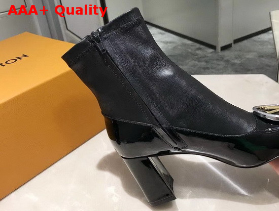 Louis Vuitton Madeleine Ankle Boot in Black Calf Leather and Patent Leather Replica