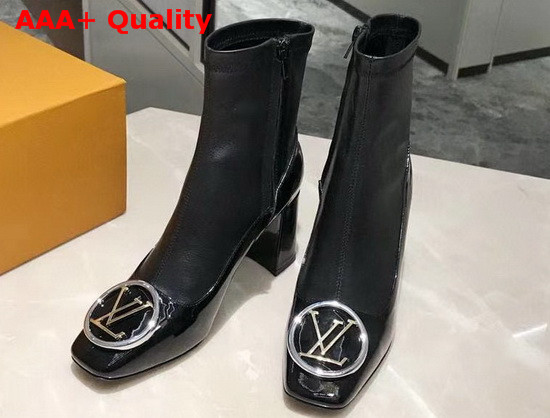 Louis Vuitton Madeleine Ankle Boot in Black Calf Leather and Patent Leather Replica