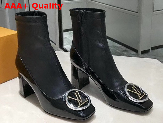 Louis Vuitton Madeleine Ankle Boot in Black Calf Leather and Patent Leather Replica