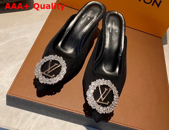 Louis Vuitton Madeleine Mule Black Suede Baby Goat Leather 1A8551 Replica