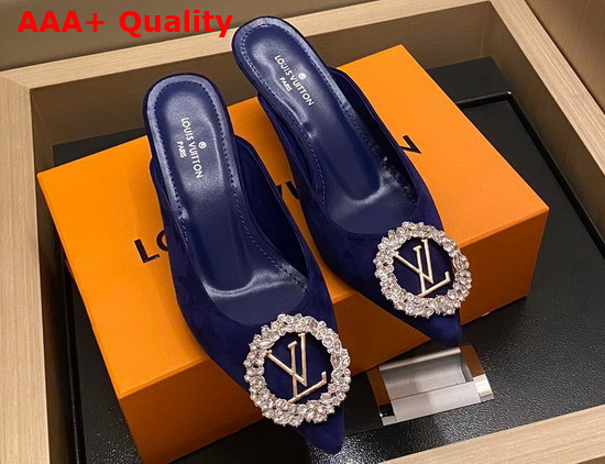 Louis Vuitton Madeleine Mule in Blue Suede Leather Replica