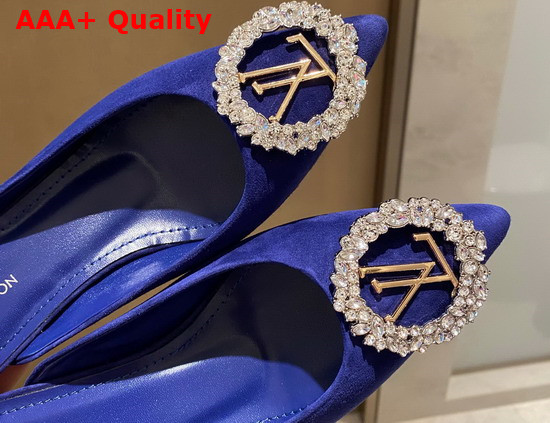 Louis Vuitton Madeleine Mule in Blue Suede Leather Replica