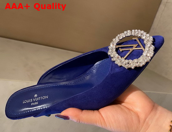 Louis Vuitton Madeleine Mule in Blue Suede Leather Replica