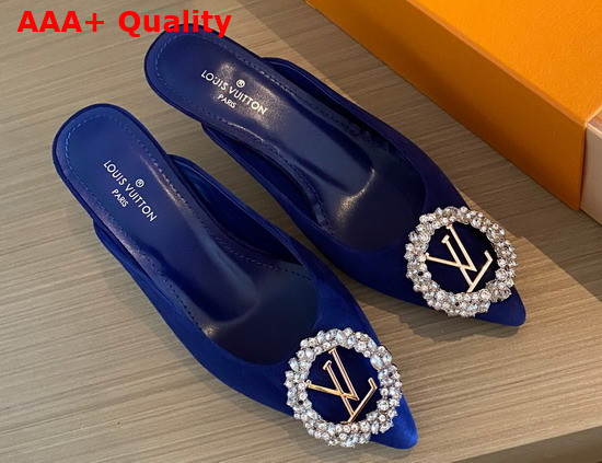 Louis Vuitton Madeleine Mule in Blue Suede Leather Replica