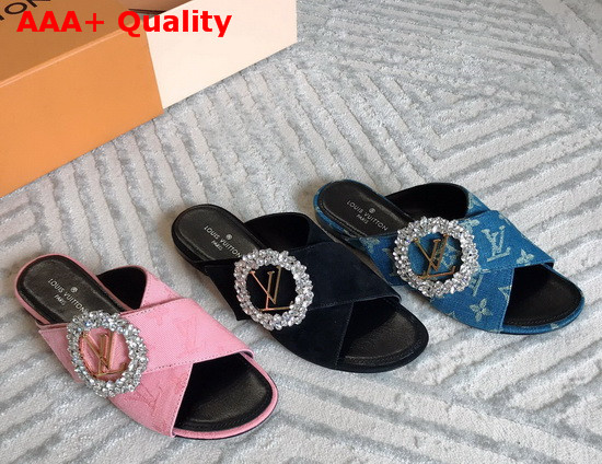 Louis Vuitton Madeleine Mule in Denim Blue Monogram Denim Replica