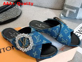 Louis Vuitton Madeleine Mule in Denim Blue Monogram Denim Replica