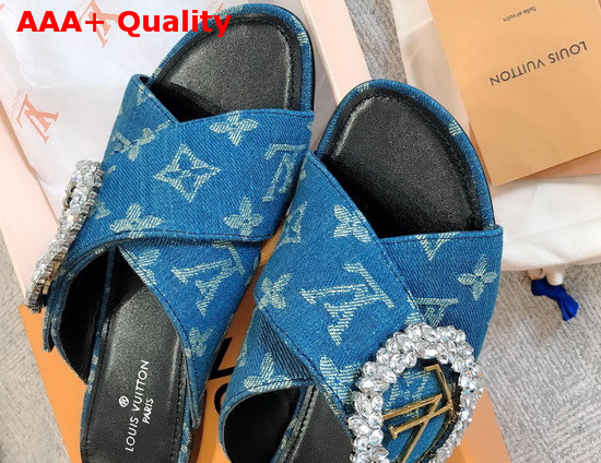 Louis Vuitton Madeleine Mule in Denim Blue Monogram Denim Replica