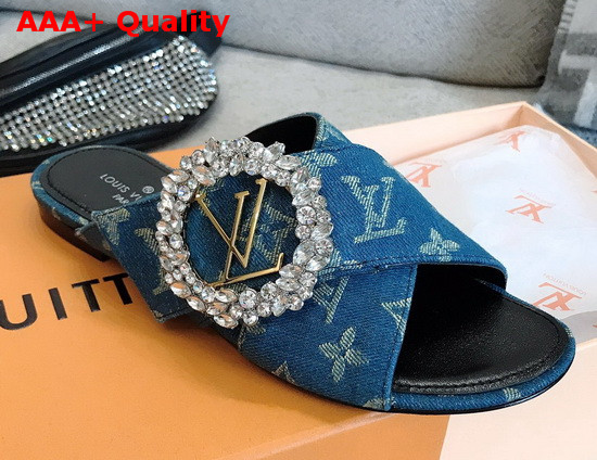 Louis Vuitton Madeleine Mule in Denim Blue Monogram Denim Replica