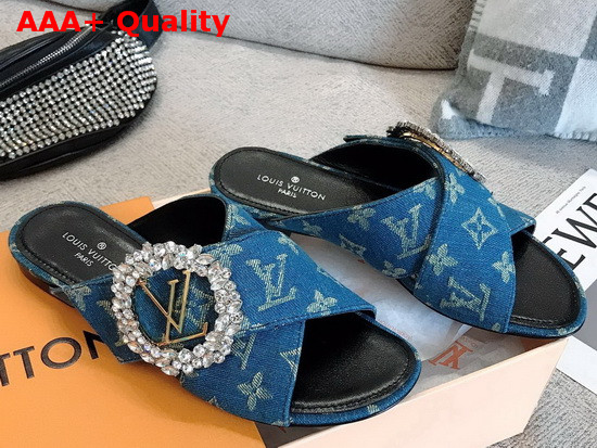 Louis Vuitton Madeleine Mule in Denim Blue Monogram Denim Replica