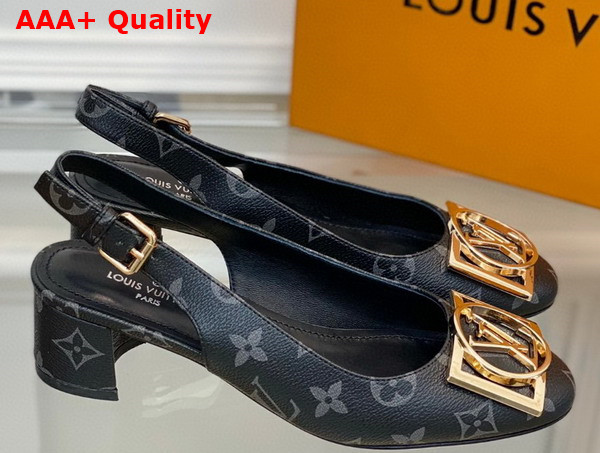 Louis Vuitton Madeleine Slingback Pump in Monogram Eclipse Canvas Replica