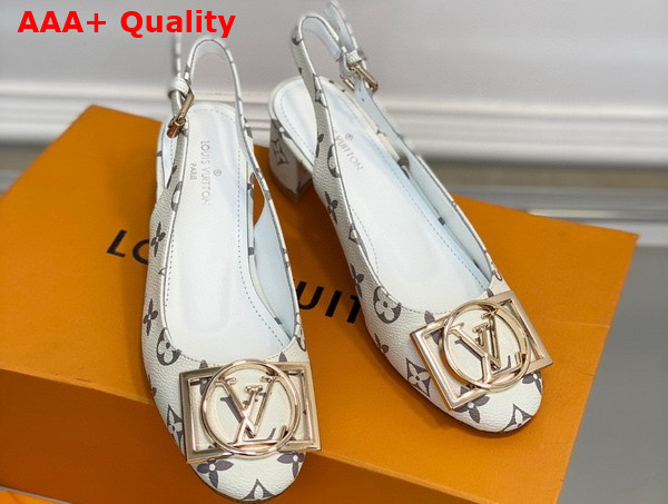 Louis Vuitton Madeleine Slingback Pump in White Monogram Canvas Replica