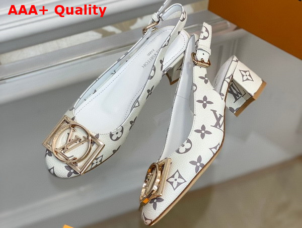 Louis Vuitton Madeleine Slingback Pump in White Monogram Canvas Replica