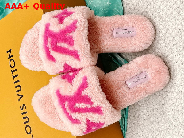 Louis Vuitton Magnetic Flat Mule in Rose Clair Pink Shearling 1AA1U5 Replica