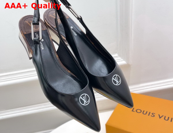 Louis Vuitton Magnetic Slingback Pump in Black Glazed Calf Leather 1A9O7U Replica