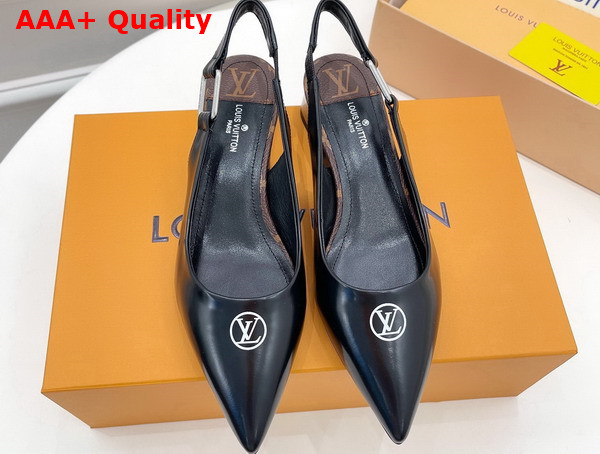 Louis Vuitton Magnetic Slingback Pump in Black Glazed Calf Leather 1A9O7U Replica