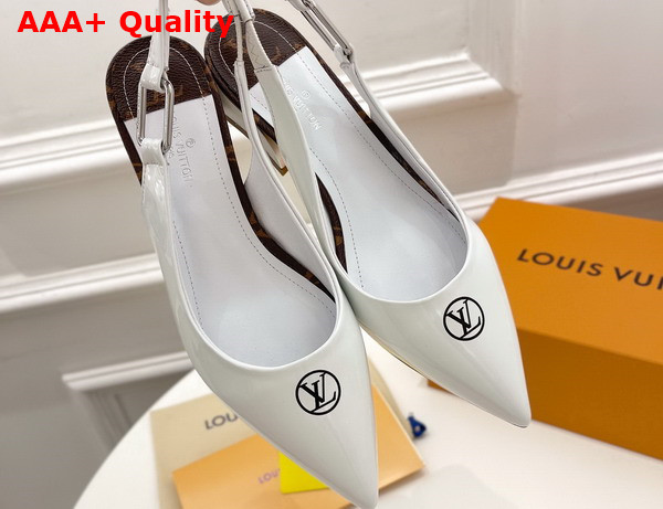 Louis Vuitton Magnetic Slingback Pump in White Glazed Calf Leather 1A9O8A Replica