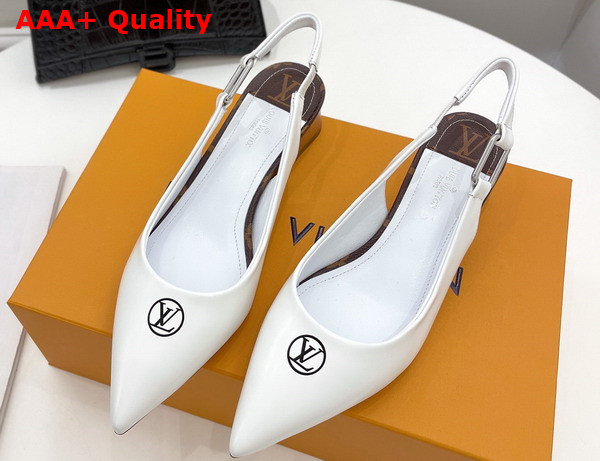 Louis Vuitton Magnetic Slingback Pump in White Glazed Calf Leather 1A9O8A Replica