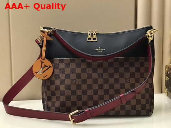 Louis Vuitton Maida Handbag Damier Ebene Canvas with Black Calfskin Leather N40369 Replica