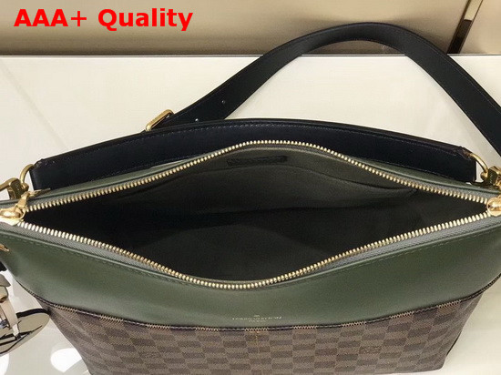 Louis Vuitton Maida Handbag Damier Ebene Canvas with Khaki Green Calfskin Leather N40366 Replica