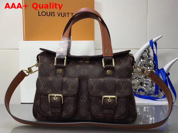 Louis Vuitton Manhattan Monogram Coated Canvas Caramel Cowhide Leather Trim M43481 Replica