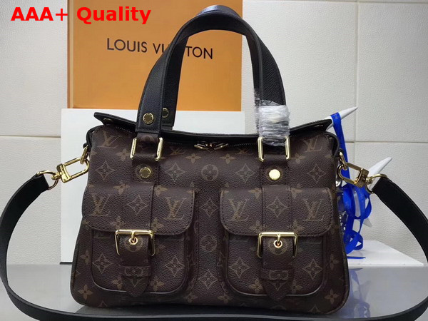 Louis Vuitton Manhattan Monogram Coated Canvas Noir Cowhide Leather Trim M44207 Replica