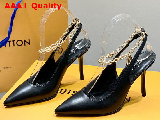 Louis Vuitton Mansion Slingback Pump in Black Calf Leather 1A964M Replica