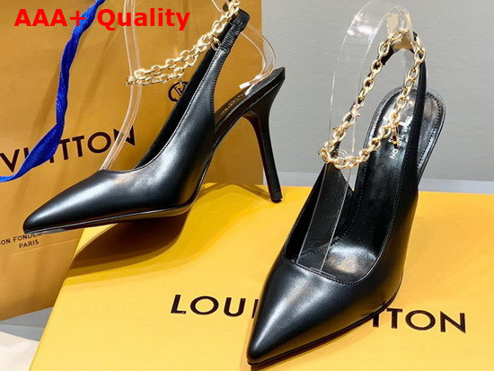 Louis Vuitton Mansion Slingback Pump in Black Calf Leather 1A964M Replica