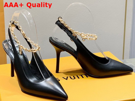 Louis Vuitton Mansion Slingback Pump in Black Calf Leather 1A964M Replica